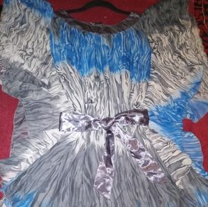 BRAND NEW CHIFFON MATERIAL RUFFLE BLOUSE,WITH SATIN BOW.WITH TAGS